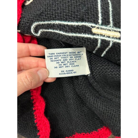 Vintage Basic Editions Holiday Sweater Black Red Trim Sz M Winter Design - Picture 6 of 8